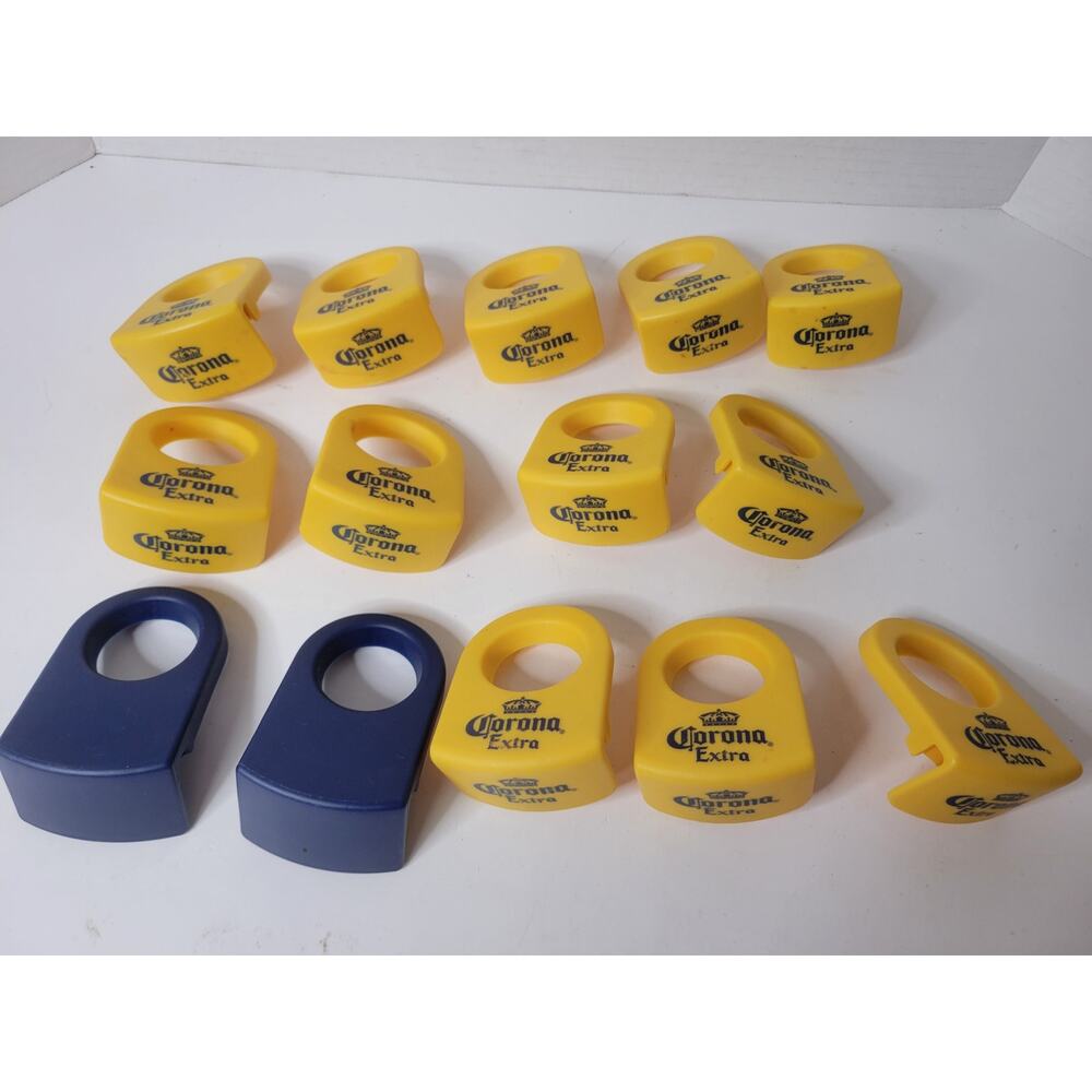 Lot of 14 Corona Extra Coronita Beer Bottle Clips – Yellow & Blue